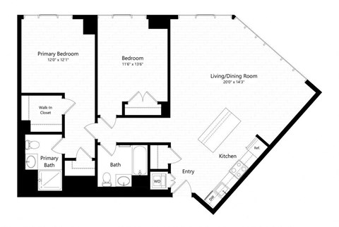 2 bed 2 bath floor plan X at Continuum, White Plains, 10606