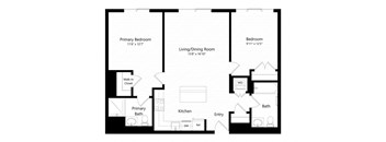 2 bed 2 bath floor plan R at Continuum, White Plains, New York