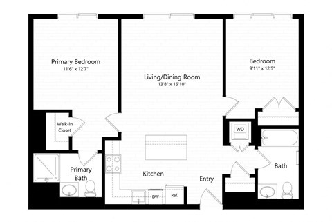 2 bed 2 bath floor plan R at Continuum, White Plains, New York