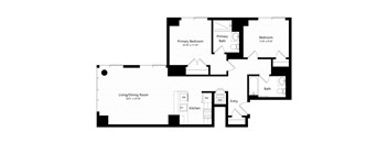 2 bed 2 bath floor plan V at Continuum, White Plains, NY, 10606