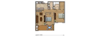 2 bedroom Floor Plan at The Villas 55+ II Hesperia, Hesperia, 92660  