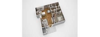 1BR Floor Plan A( at Lexington Pointe Apartment Homes, Oxford, MS, 38655