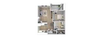 1 bed 1 bath floor plan at The Azul Apartment Homes, Oxford