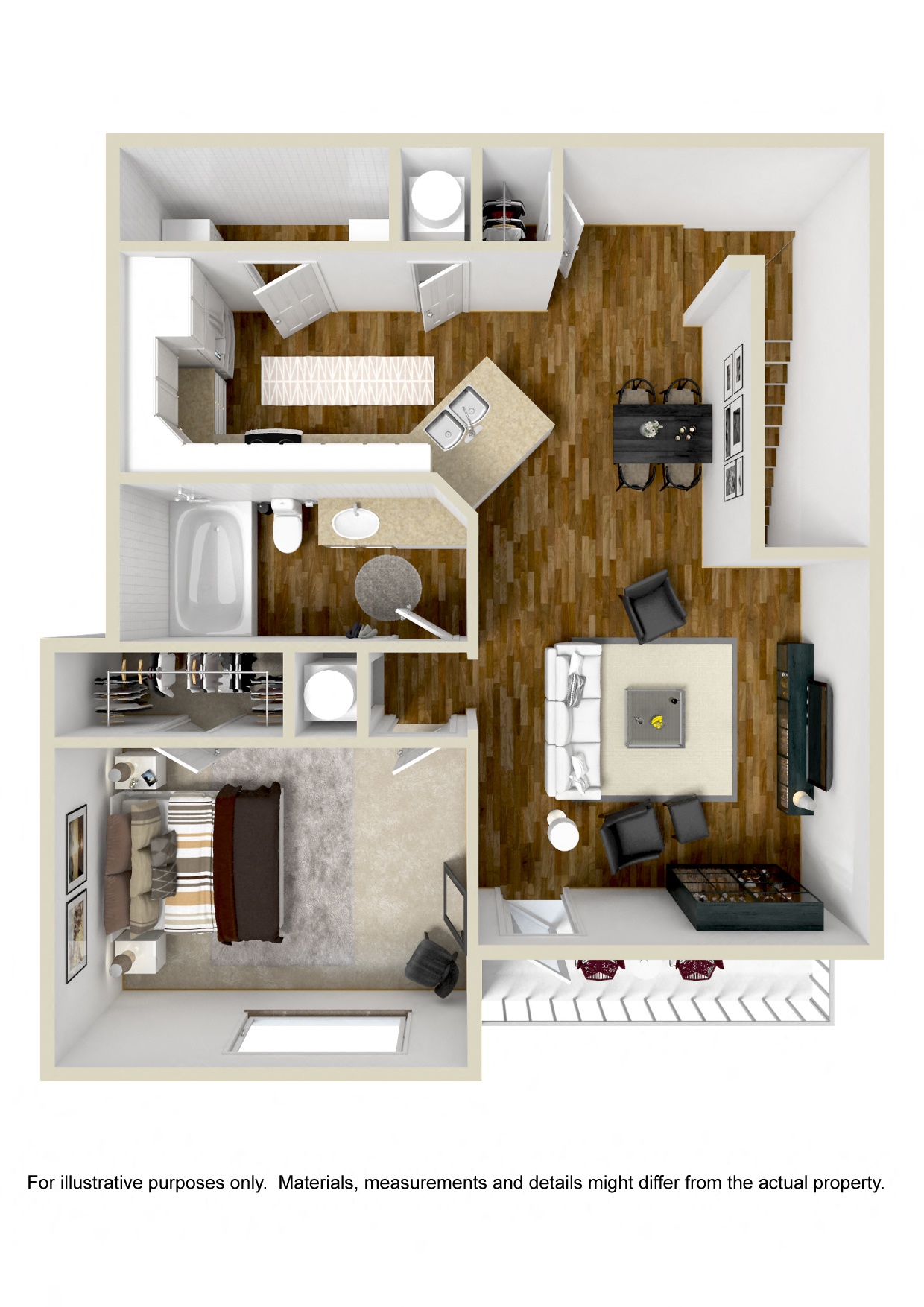 1 Bed 1 Bath Floor Plan | 863 Sq. Ft. at Carlton Park Apartment Homes in Flowood, MS