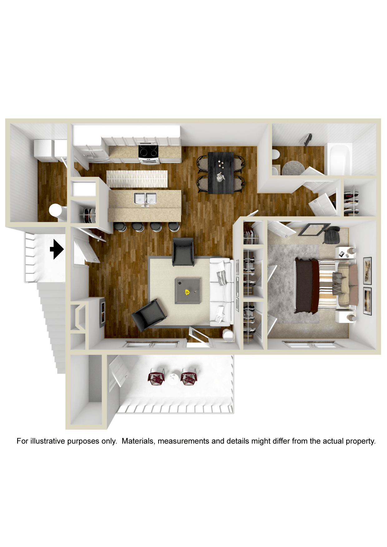 1x1 The Cottage | 846 Sq. Ft. at Highpointe Apartment Homes, Brandon, MS, Mississippi