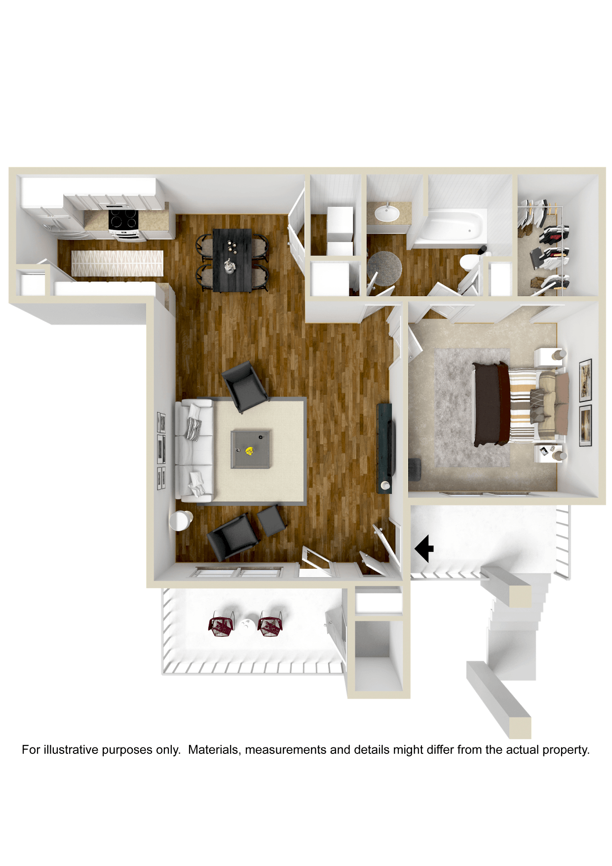 1x1 The Enchanted | 876 Sq. Ft. at Highpointe Apartment Homes, Brandon, Mississippi