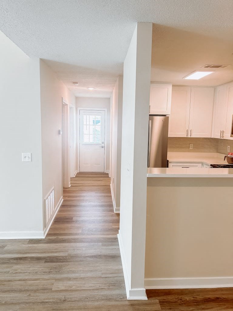 Renovated One-Bedroom Hallway With New Paint Color