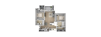 2 bed 2 bath floor plan at The Azul Apartment Homes, Mississippi