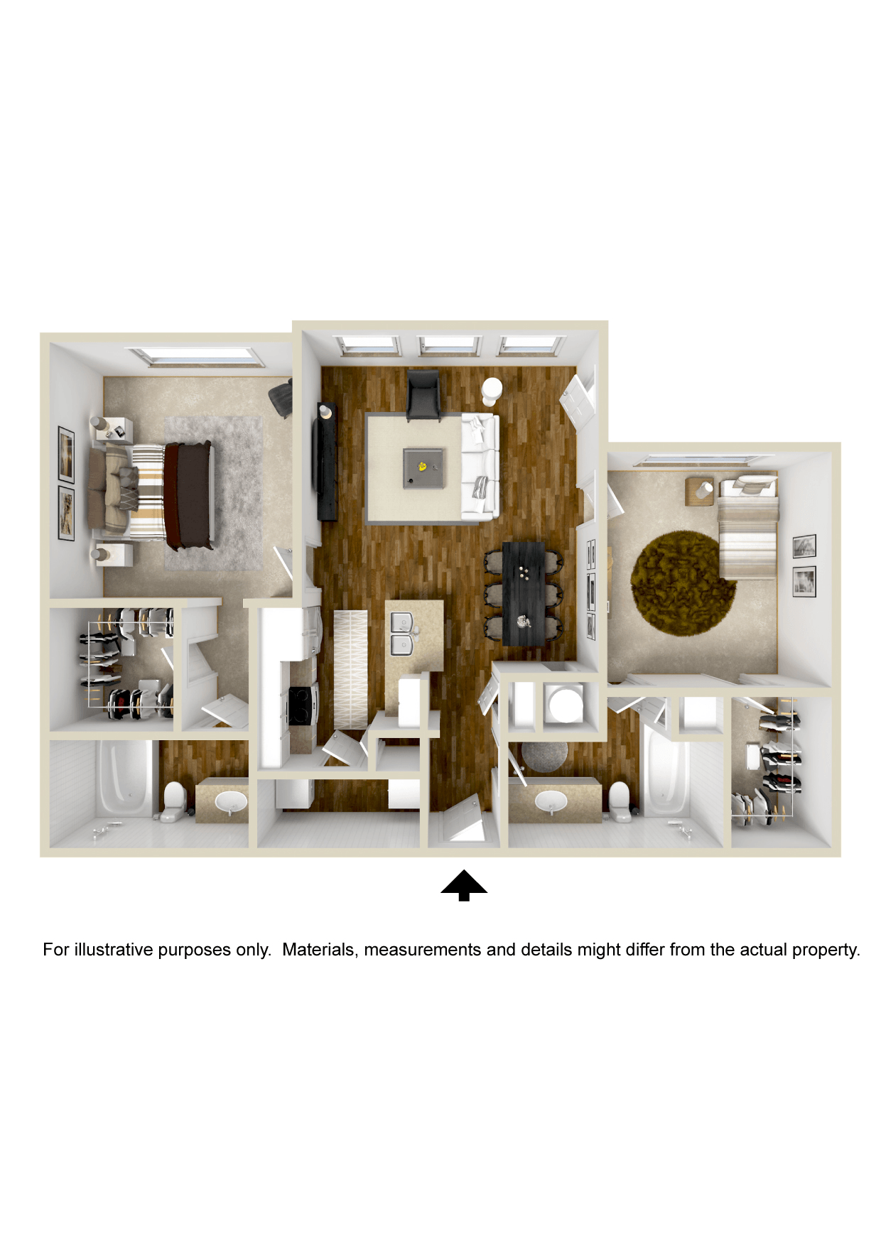 2 Bed 2 Bath Floor Plan | 985 Sq. Ft. at Carlton Park Apartment Homes in Flowood, MS