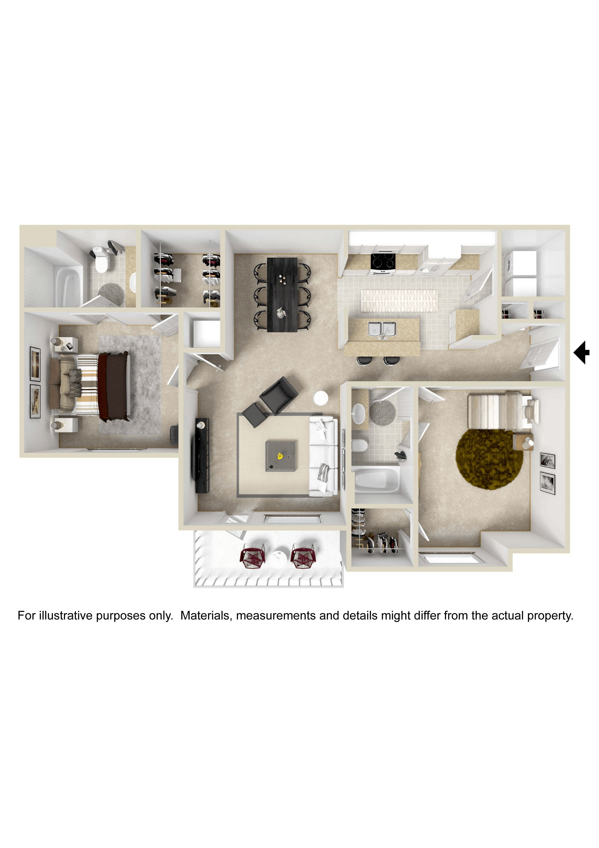 2x2 SEQUOYAH | 1,104 Sq. Ft. at Highlands Apartment Homes, Bartlett, TN, 38135