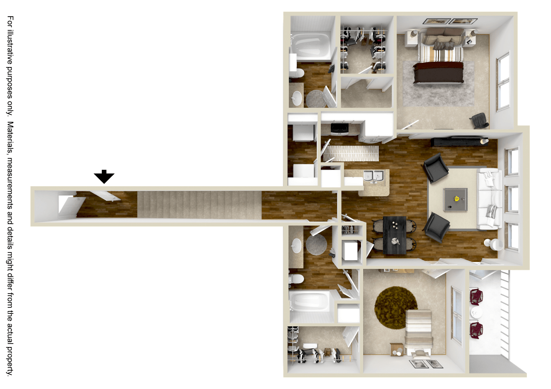 Two Bedroom, Two Bathroom Apartment for Rent | 1,090 Sq. Ft. at Kingston Crossing in Bossier City, Louisiana