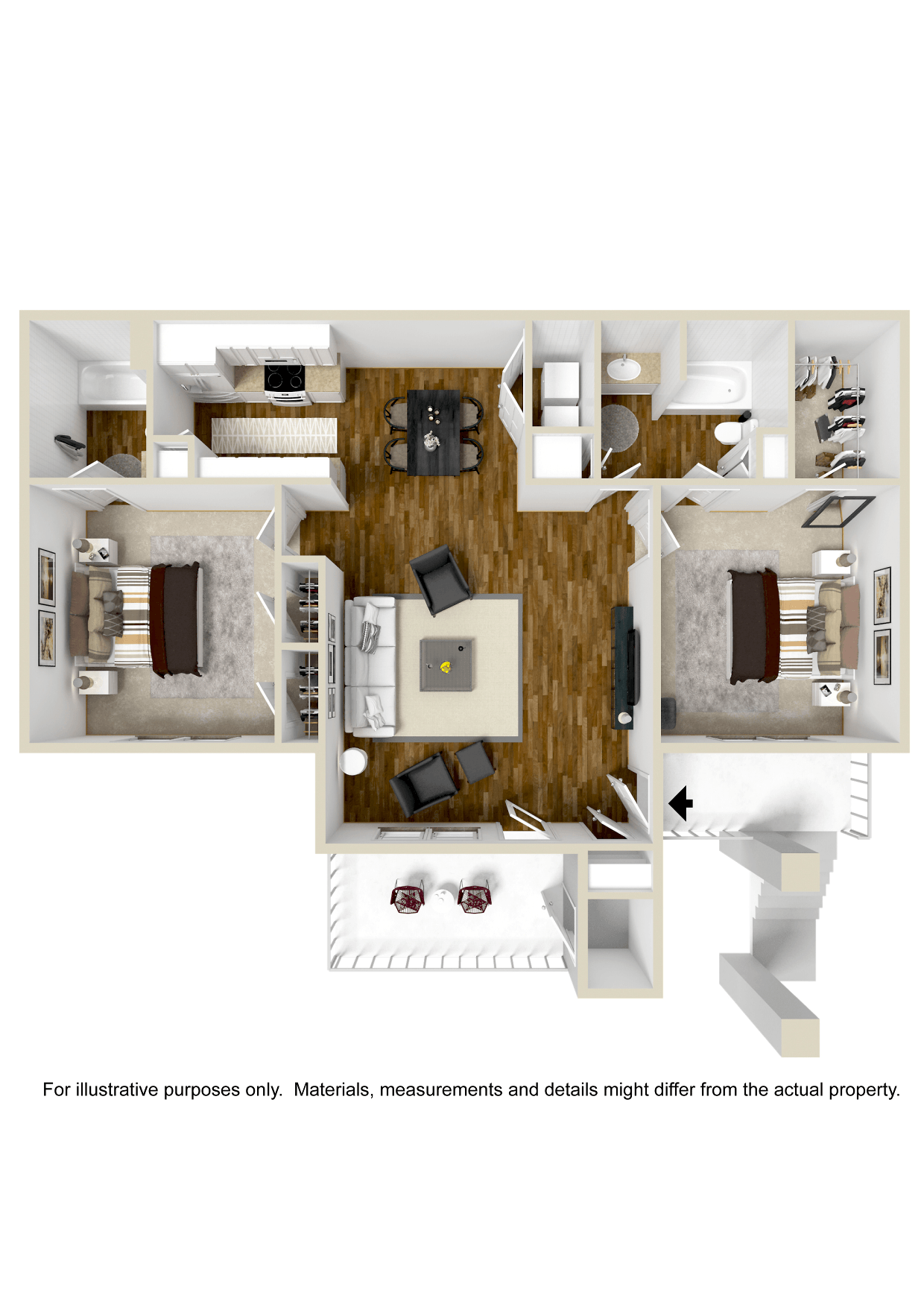 2x2 The Heritage | 1,161 Sq. Ft. at Highpointe Apartment Homes, Mississippi