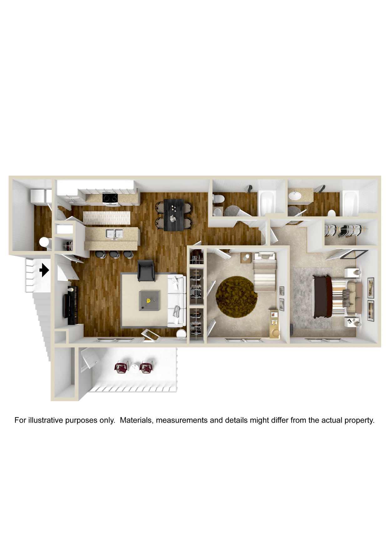 2x2 The Legend | 1,196 Sq. Ft. at Highpointe Apartment Homes, Brandon, MS, 39042