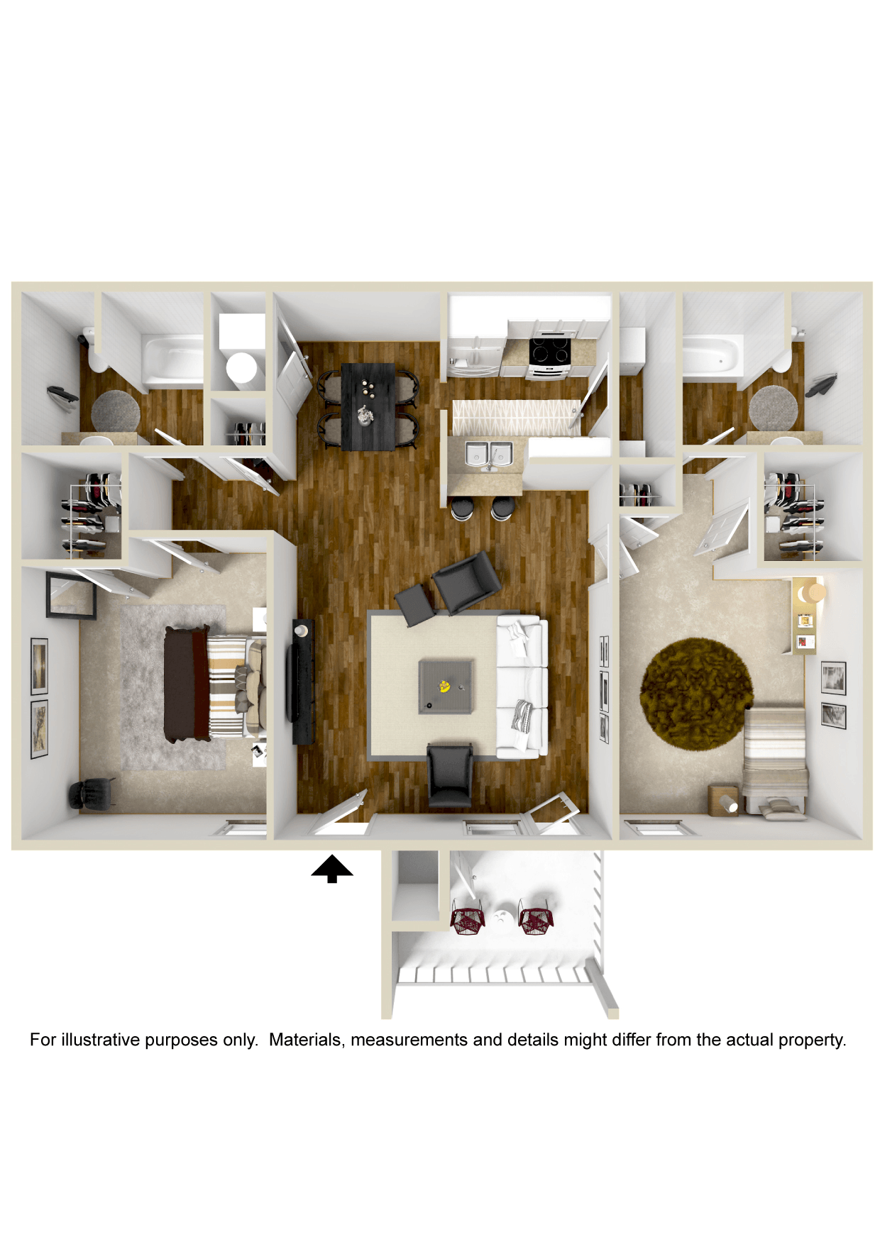 2x2 The Villa | 1,125 Sq. Ft. at Highpointe Apartment Homes, Brandon, MS, Mississippi  , 39042