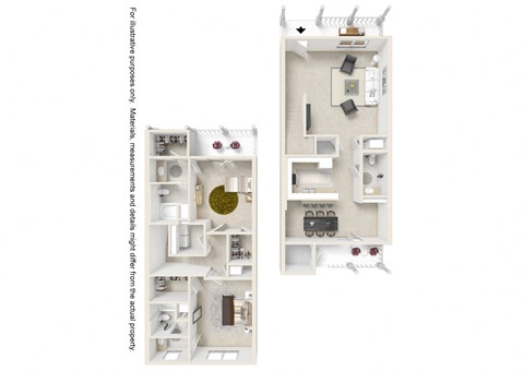 2 Bedroom 2 bath C Floor Plan at Reserve at Park Place Apartment Homes, Hattiesburg, MS, 39402