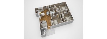 3BR Floor Plan A at Lexington Pointe Apartment Homes, Oxford, MS