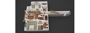 3D Floor Plan 3-A  at The Retreat Apartment Homes, North Dakota, 58801