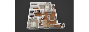 3D Floor Plan 4-A  at The Retreat Apartment Homes, Williston, ND