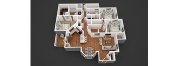 3D Floor Plan 5-B  at The Retreat Apartment Homes, Williston, ND
