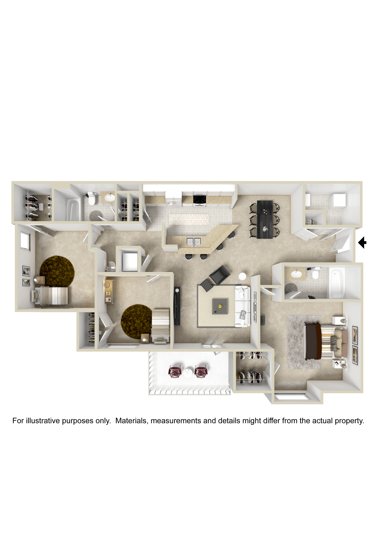 3x2 EAGLE ROCKS | 1,355 Sq. Ft. at Highlands Apartment Homes, Bartlett, TN