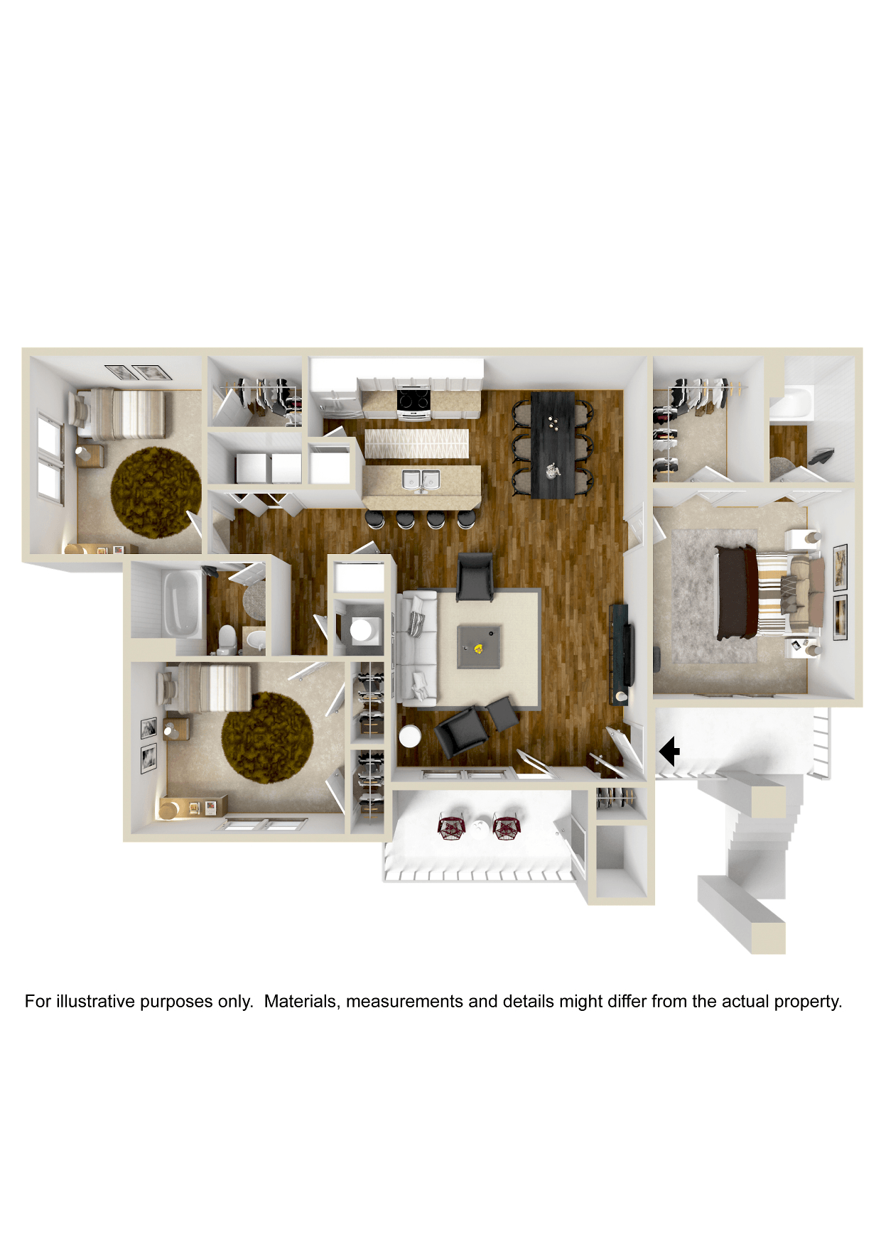 3x2 The Estate | 1,413 Sq. Ft. at Highpointe Apartment Homes, Brandon, 39042
