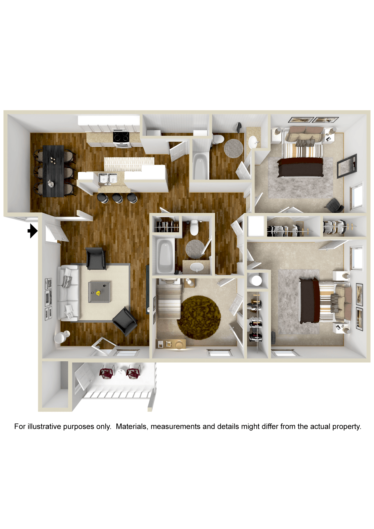 3x2 The Lodge | 1,347 Sq. Ft. at Highpointe Apartment Homes, Brandon, MS