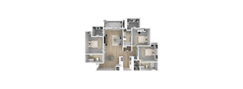 3 bed 2 bath floor plan at The Azul Apartment Homes, Mississippi, 38655