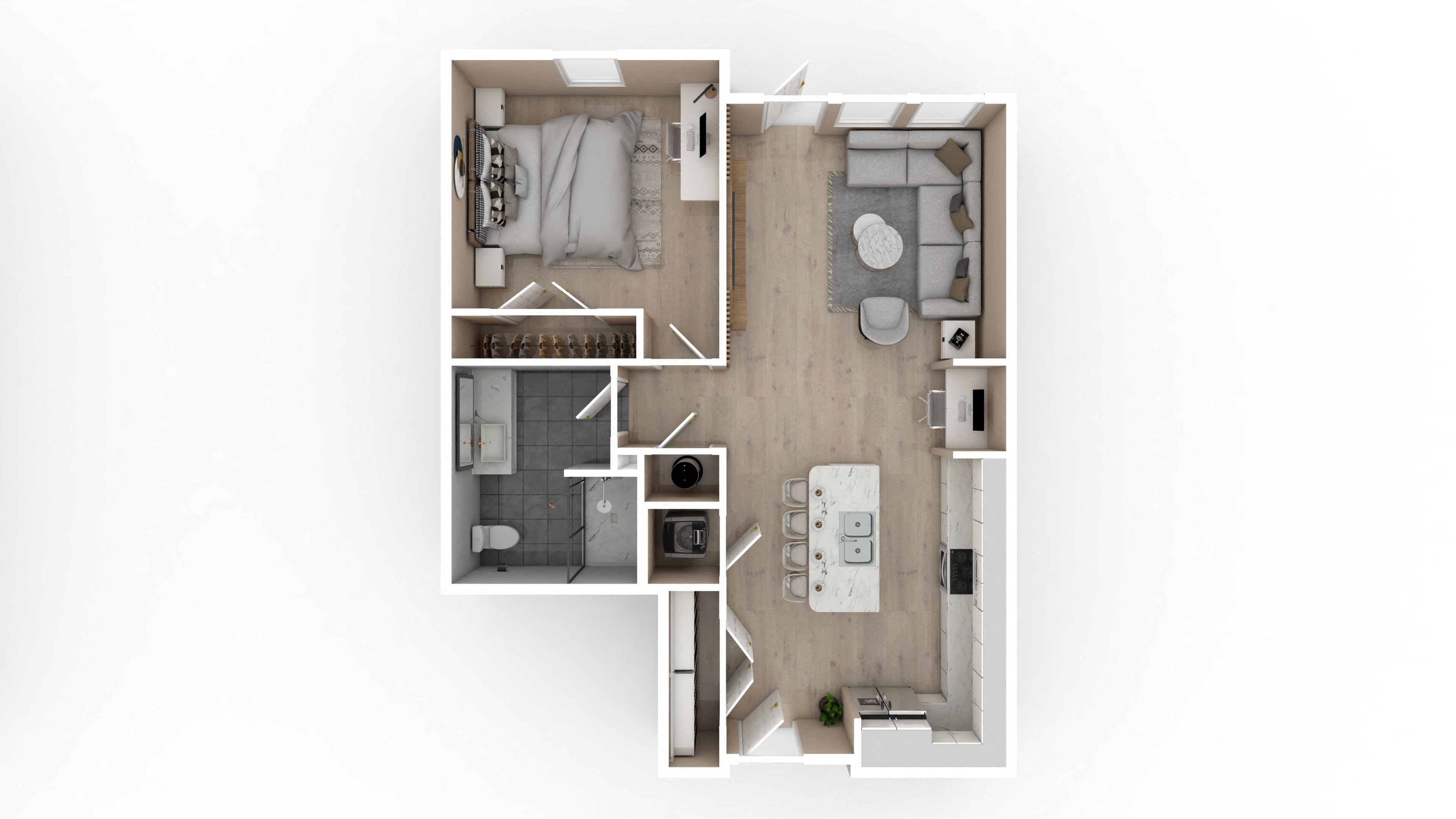 1 Bed 1 Bath Floor Plan | 736 Sq. Ft. at Saltaire Apartment Homes in Santa Rosa Beach, Florida