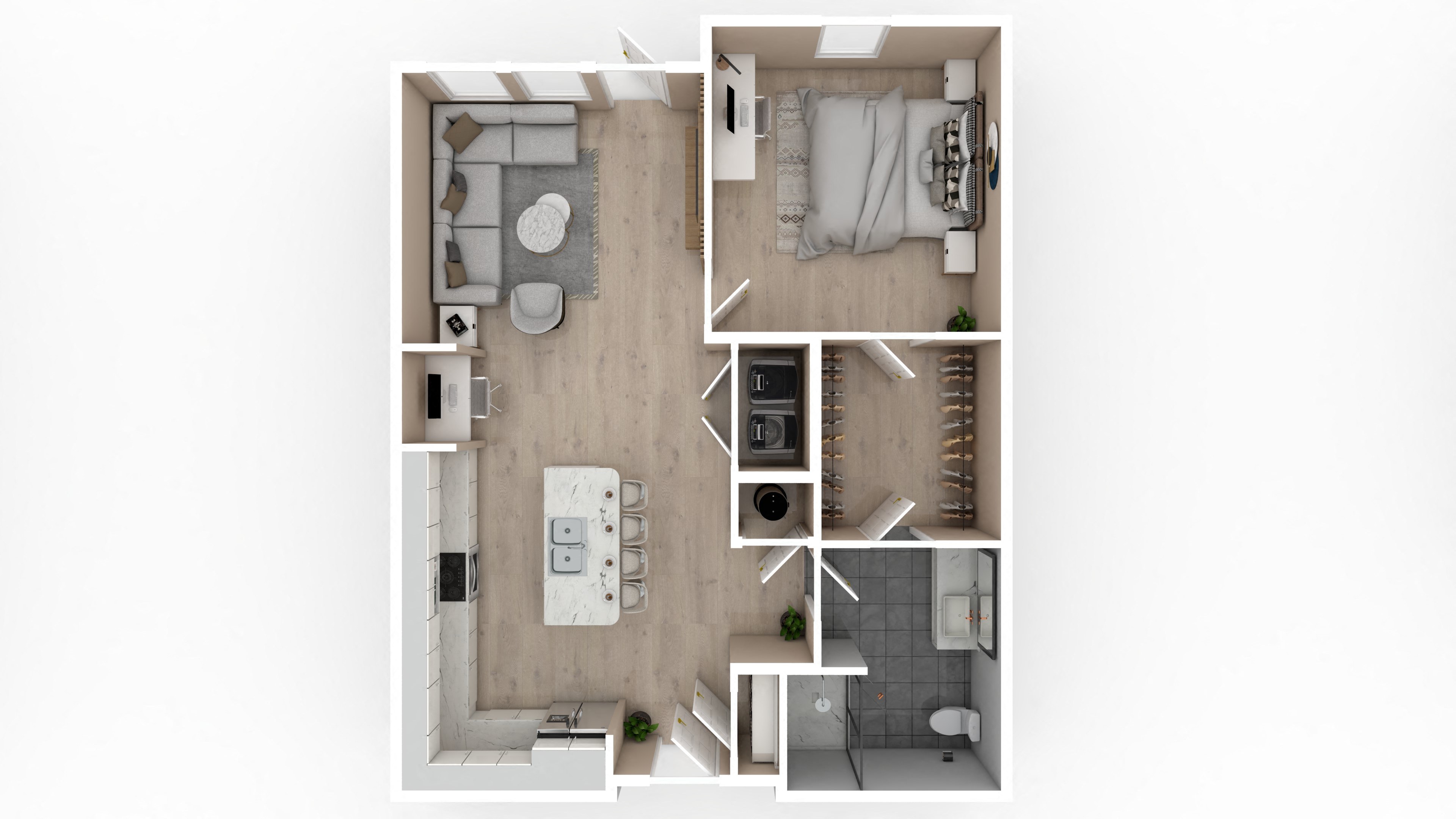 1 Bed 1 Bath Floor Plan | 823 Sq. Ft. at Saltaire Apartment Homes in Santa Rosa Beach, FL