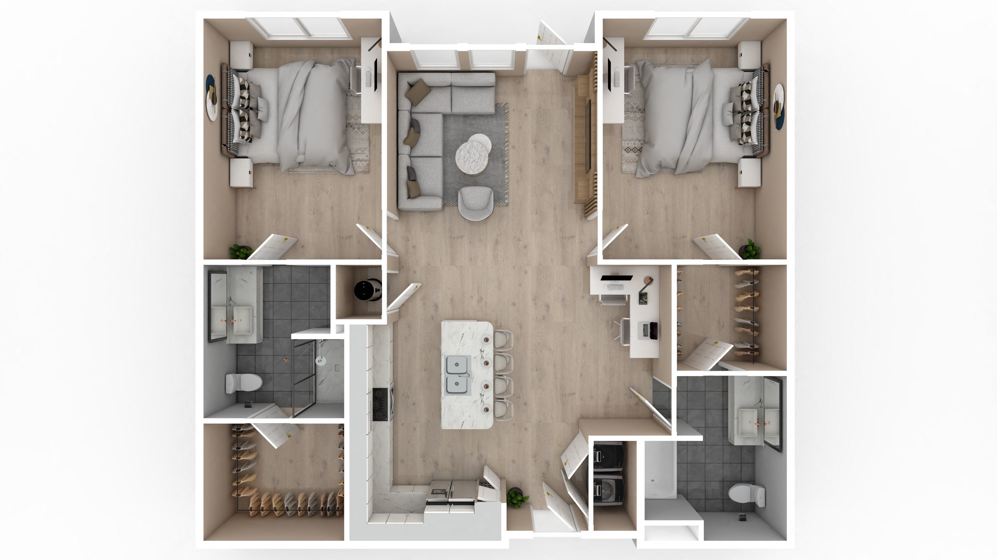 2 Bed 2 Bath Floor Plan | 1,182 Sq. Ft. at Saltaire Apartment Homes in Santa Rosa Beach, Florida 32459