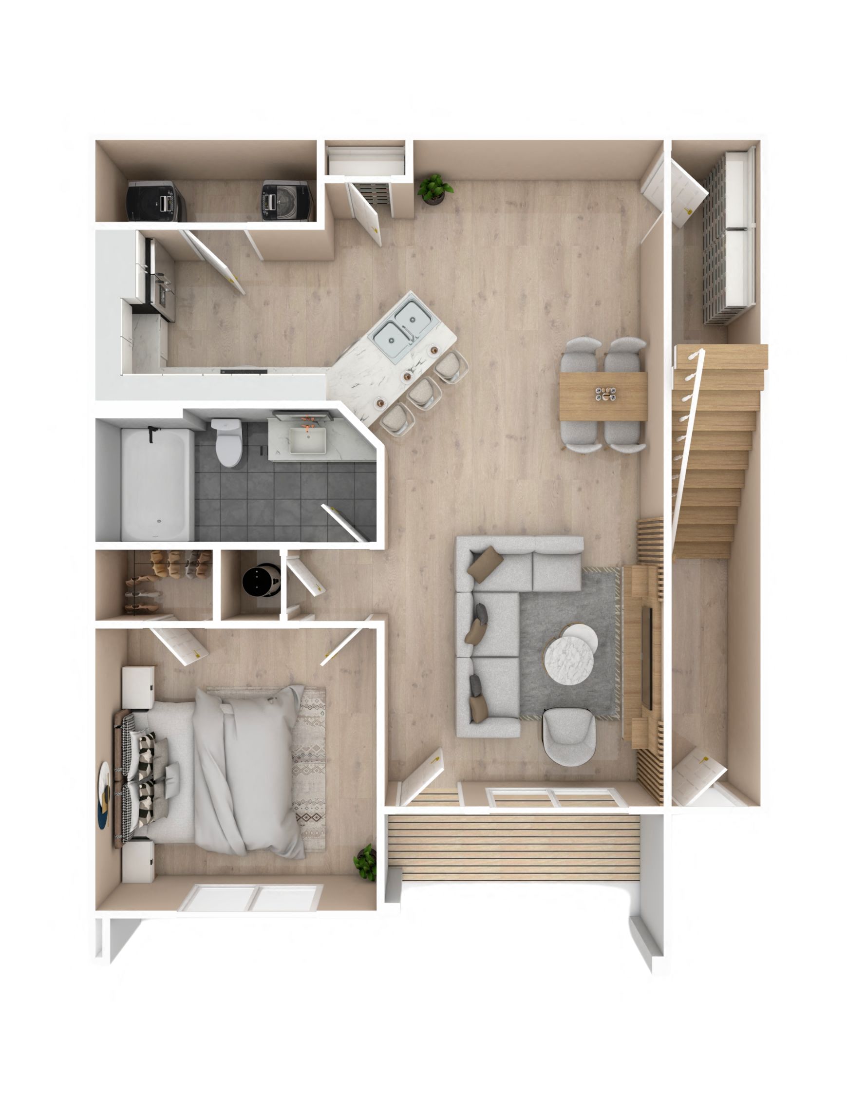 One bedroom, One bathroom floor plan| 786 Sq. Ft. at Audubon Park Apartment Homes