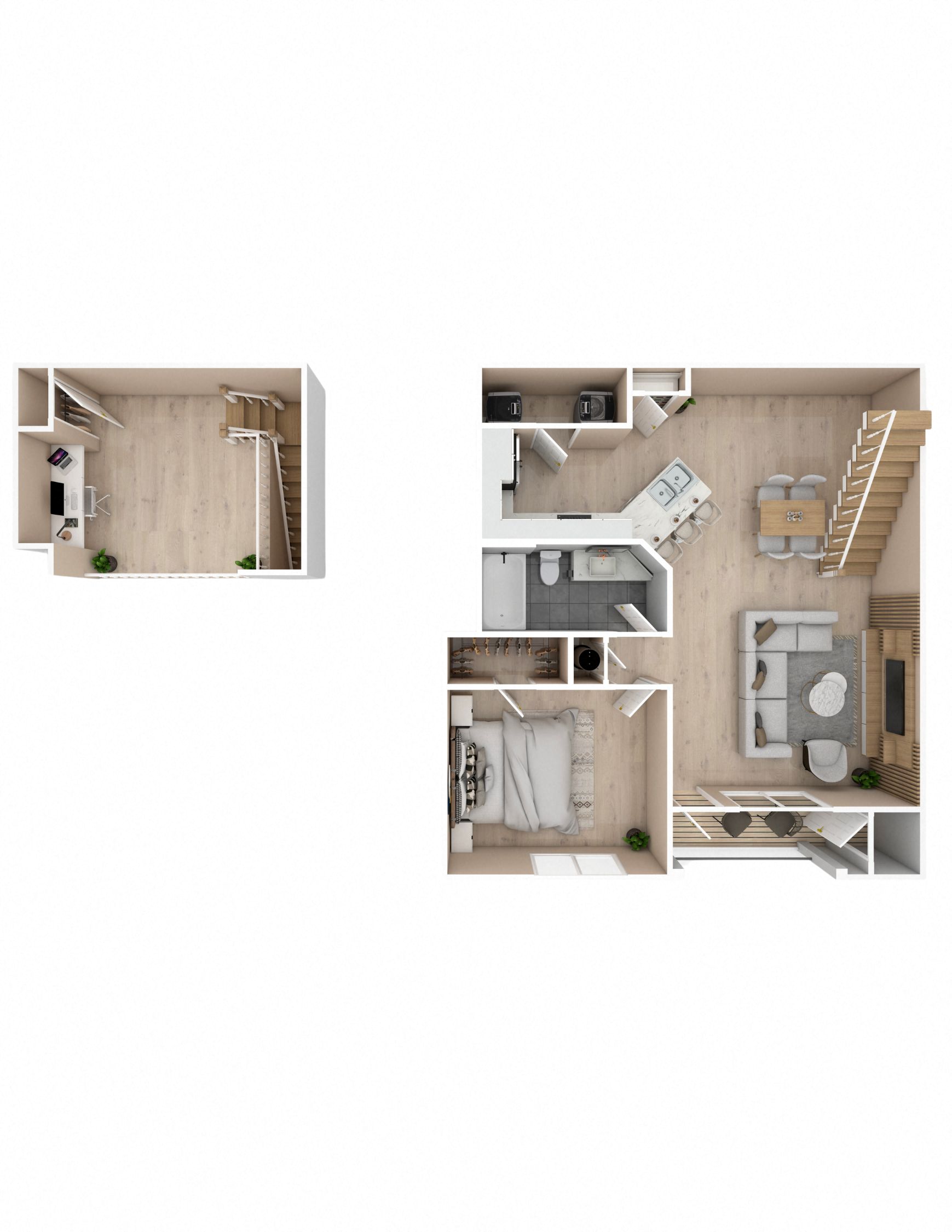 One bedroom, One bathroom with loft floor plan | 1,112 Sq. Ft. at Audubon Park Apartment Homes