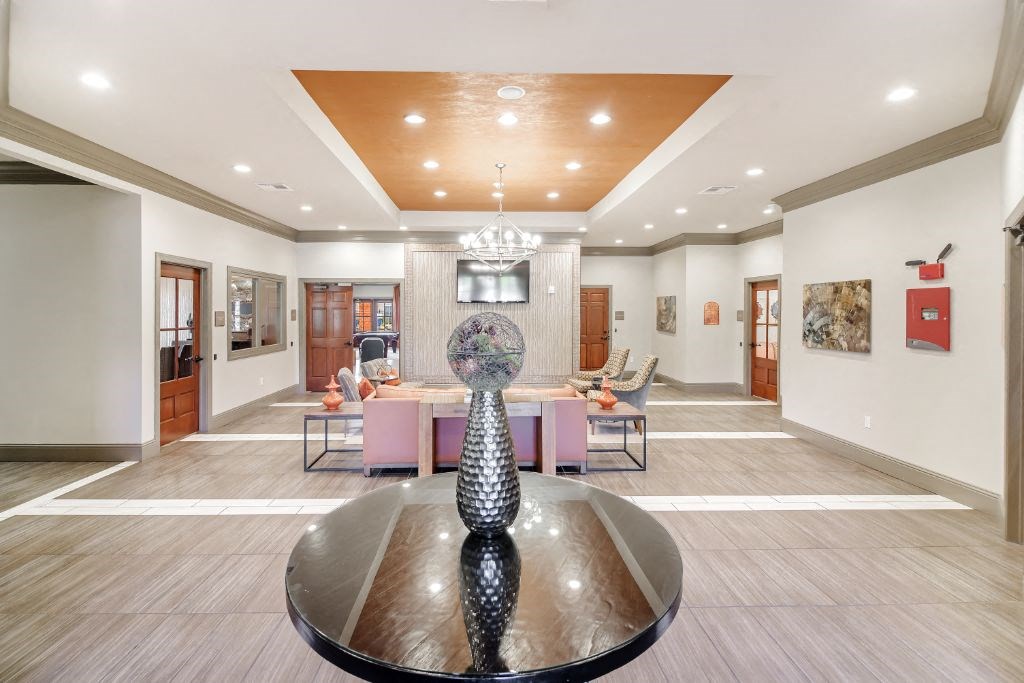 Grand Clubhouse Lobby at Cumberland Place Apartment Homes, Tyler, TX