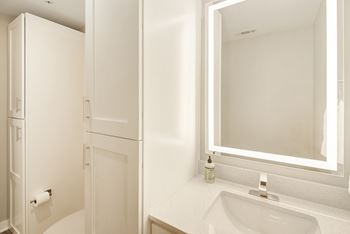 Extra storage in bathroom at The Azul Apartment Homes in Oxford, MS 38655