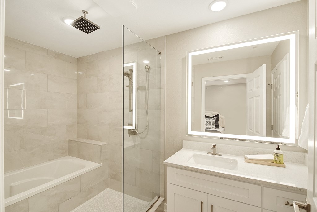 renovated bathroom at The Azul Apartment Homes in Oxford, 38655