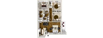 Three Bedroom Floor Plan at Avalon Apartment Homes, Starkville, Mississippi