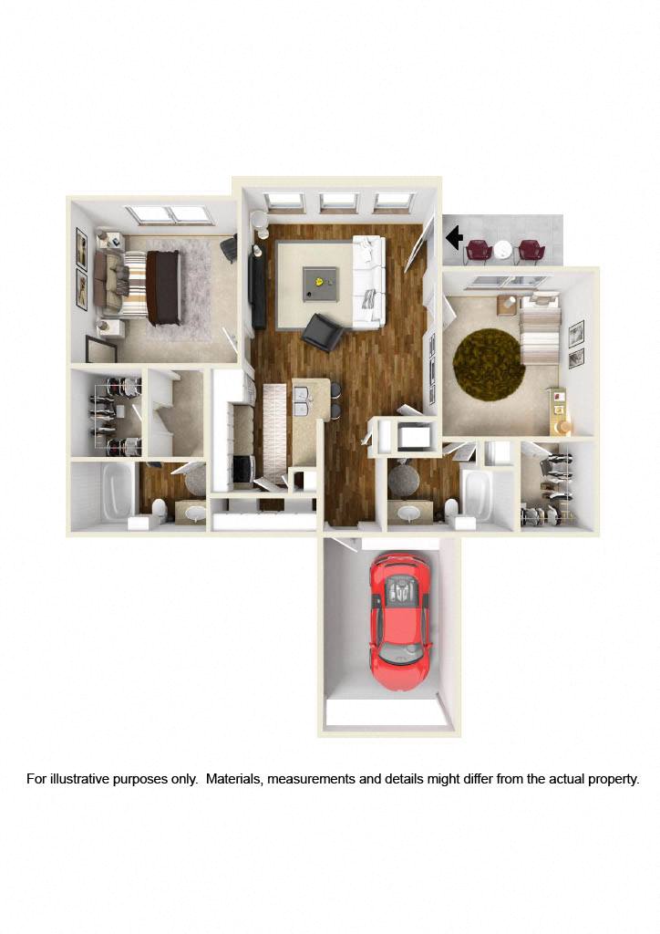 The Fury | 972 Sq. Ft. at Faulkner Flats Apartment Homes, Oxford, Mississippi
