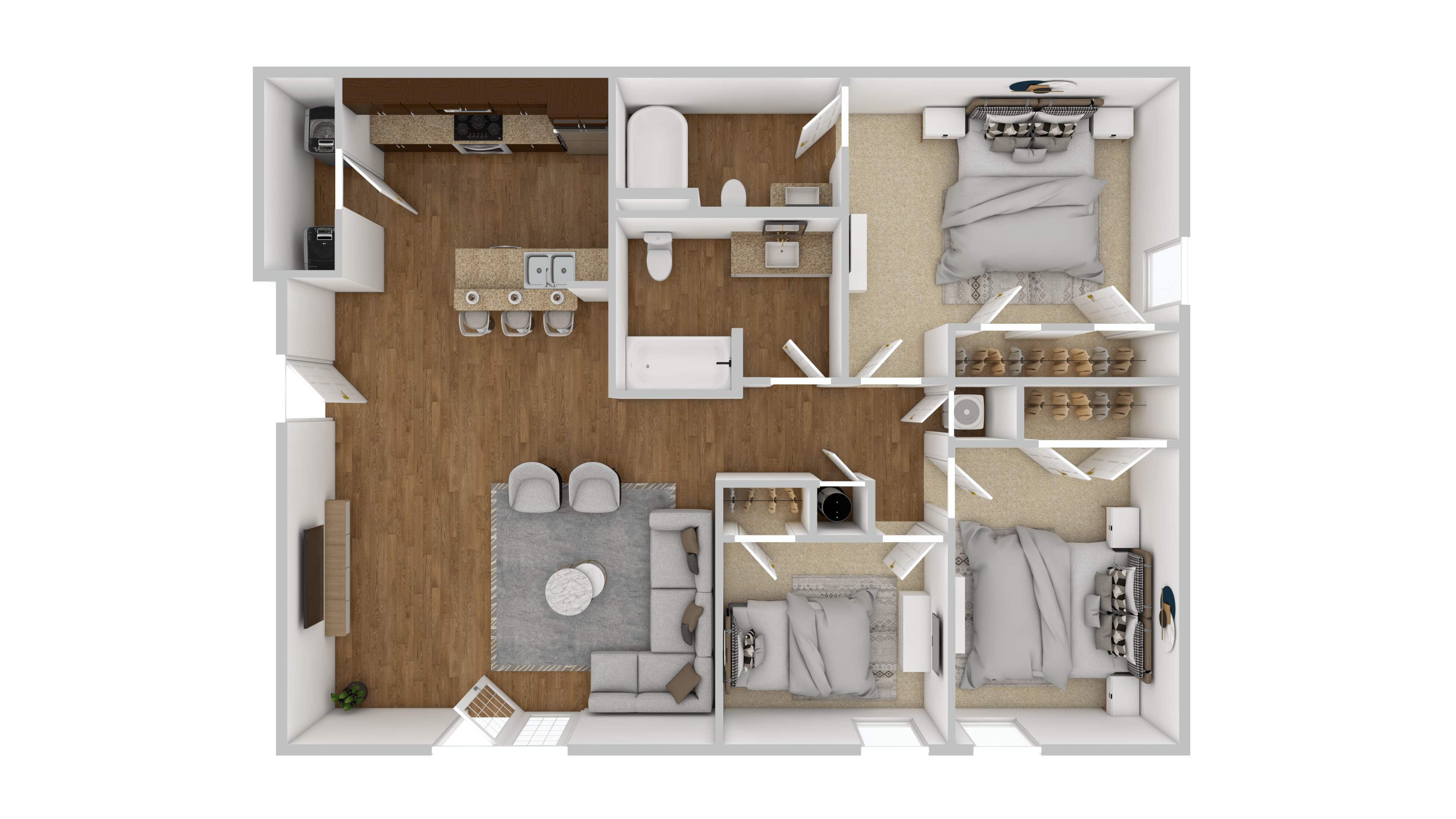 Three bedroom floorplan | 1,200 Sq. Ft. at Lakeshore Pointe Apartment Homes in Brandon, MS