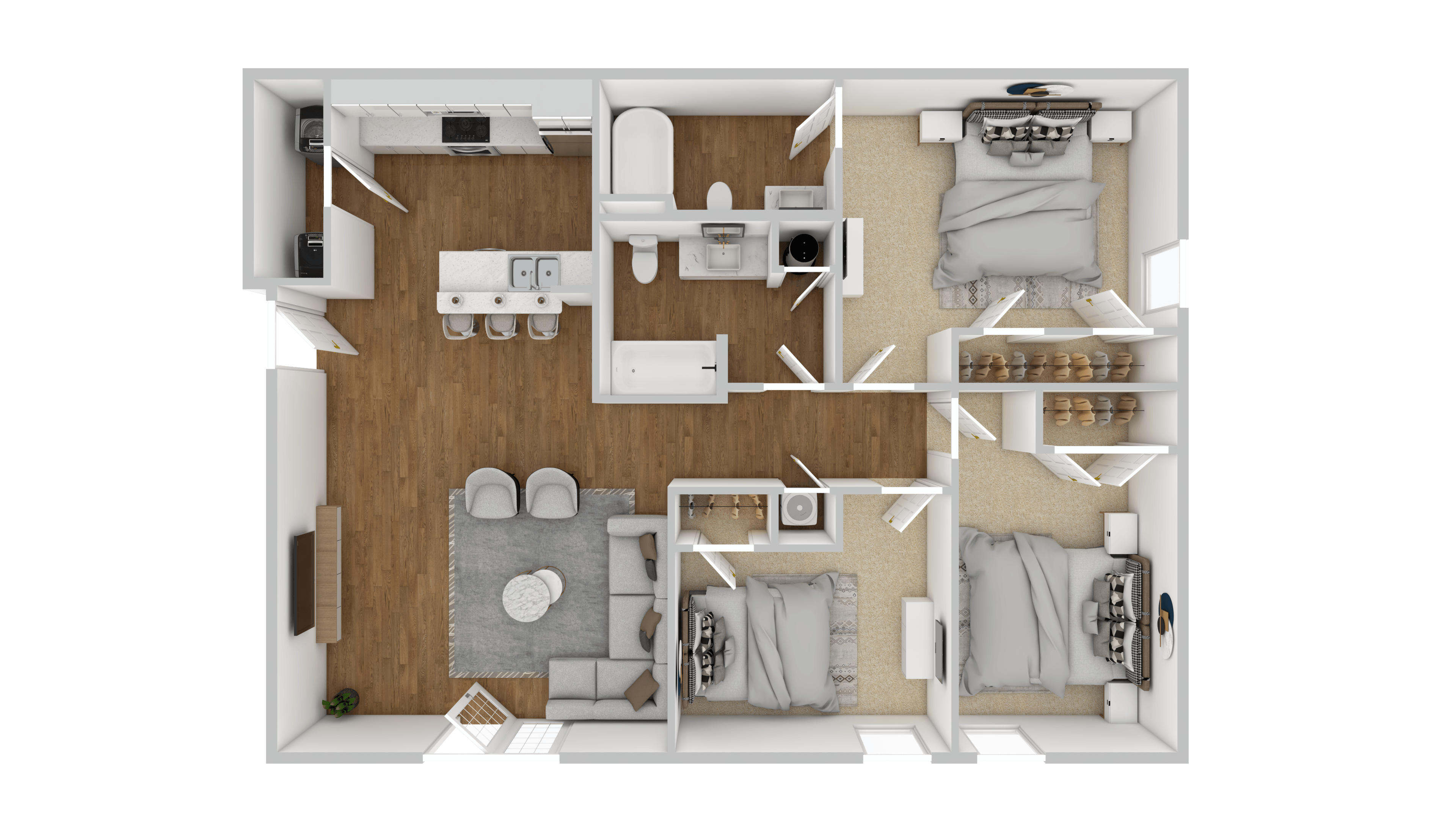 Three bedroom floorplan | 1,249 Sq. Ft. at Lakeshore Pointe Apartment Homes in Brandon, MS