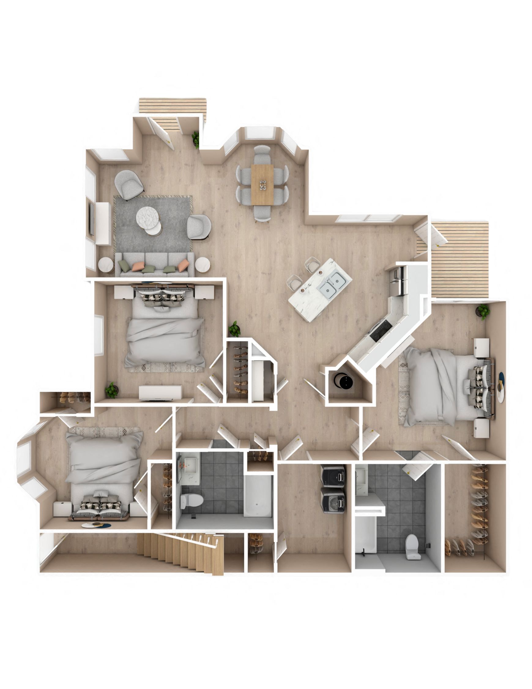 3 bed, 2 bath floor plan  | 1,408  Sq. Ft. at Audubon Park Apartment Homes in Zachary, LA