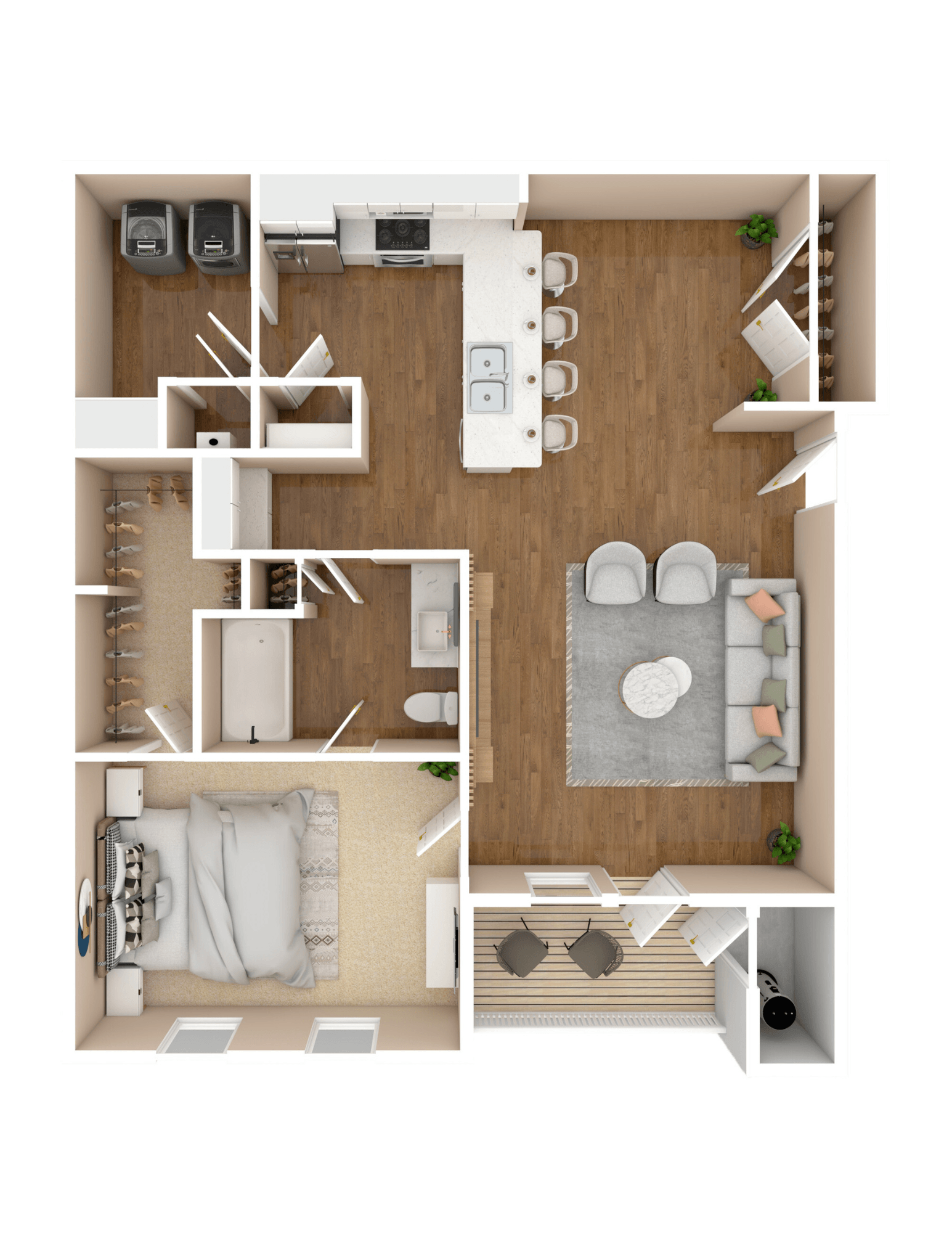 The Swoop - One Bedroom and One Bathroom Floor Plan | 902 Sq. Ft. at Cumberland Place Apartment Homes, Texas