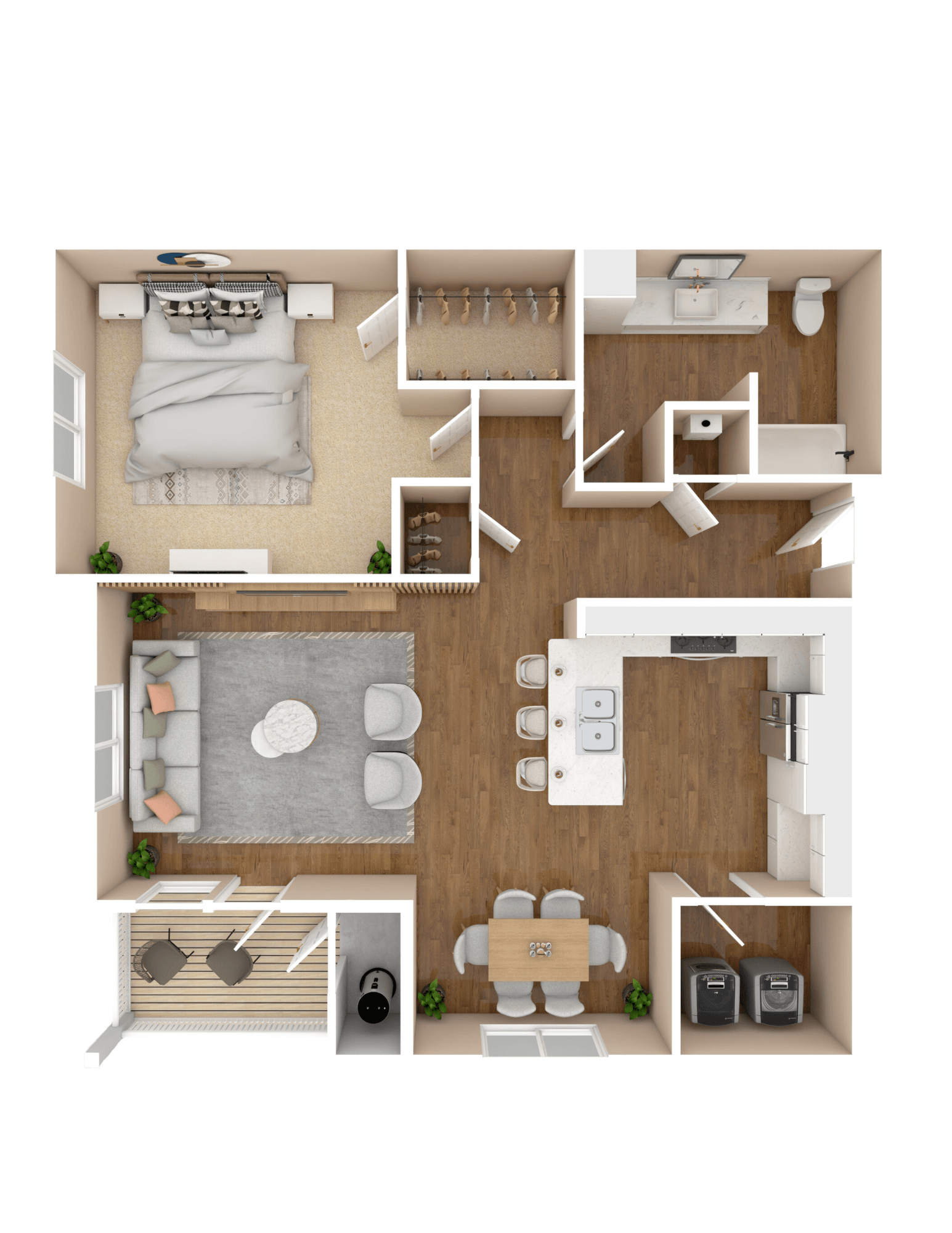 The Eagle - One Bedroom and One Bathroom Floor Plan | 950 Sq. Ft. at Cumberland Place Apartment Homes, Texas 75703