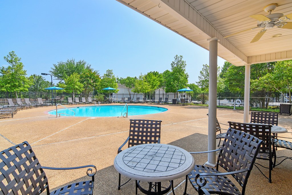 our apartments have a resort style pool and patio at Lexington Pointe Apartment Homes in Oxford, MS 38655