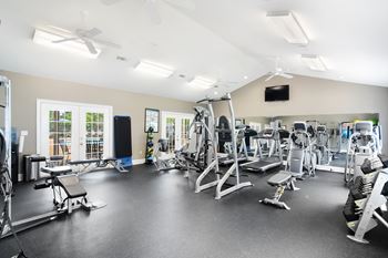 A spacious gym with a variety of equipment Lexington Pointe Apartment Homes in Oxford, Mississippi 38655