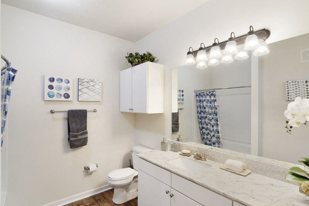 our apartments offer a bathroom with a shower  at Landing at Willow Bayou Apartment Homes, Bossier City, LA