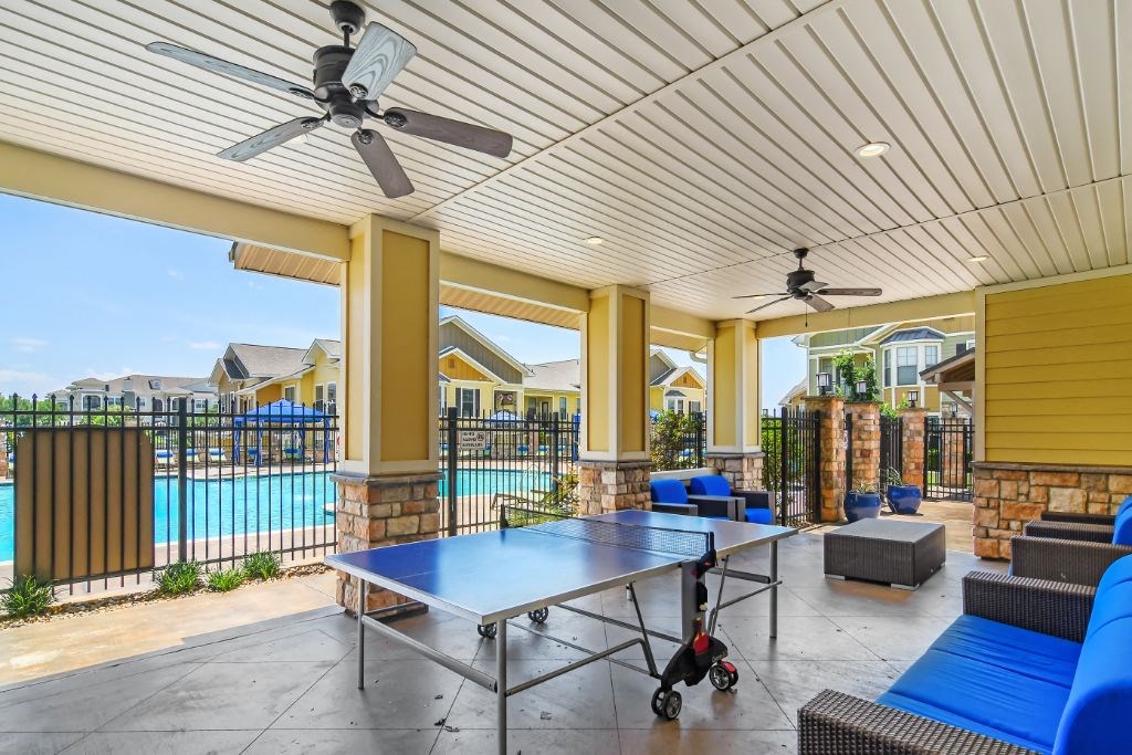 Wellington Grande community clubhouse with ping pong table  at Wellington Grande Apartment Homes, Longview, TX, 75605