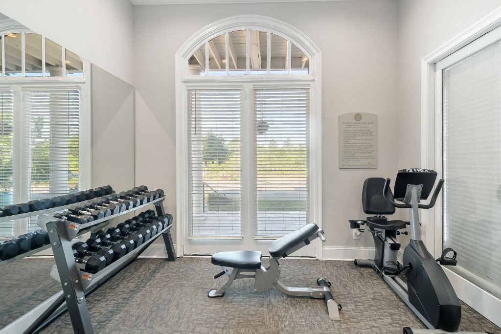 the preserve at ballantyne commons community gym  at Lagniappe of Biloxi Apartment Homes, Biloxi, MS