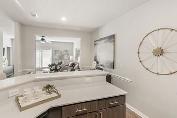 Quartz countertops at Lagniappe of Biloxi Apartment Homes in Biloxi, MS