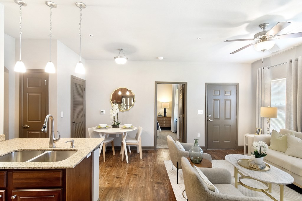 Warm Living And Dining area at Kingston Crossing Apartment Homes, Bossier City, LA