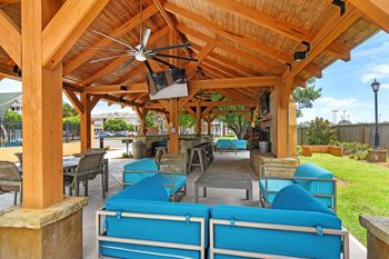 A wooden patio at Summit of Shreveport Apartments, Shreveport